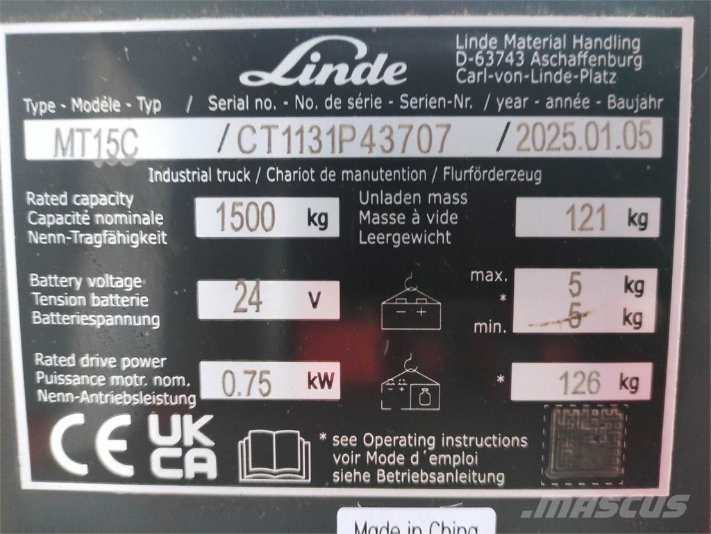 Linde MT15C Electro-pallettrucks