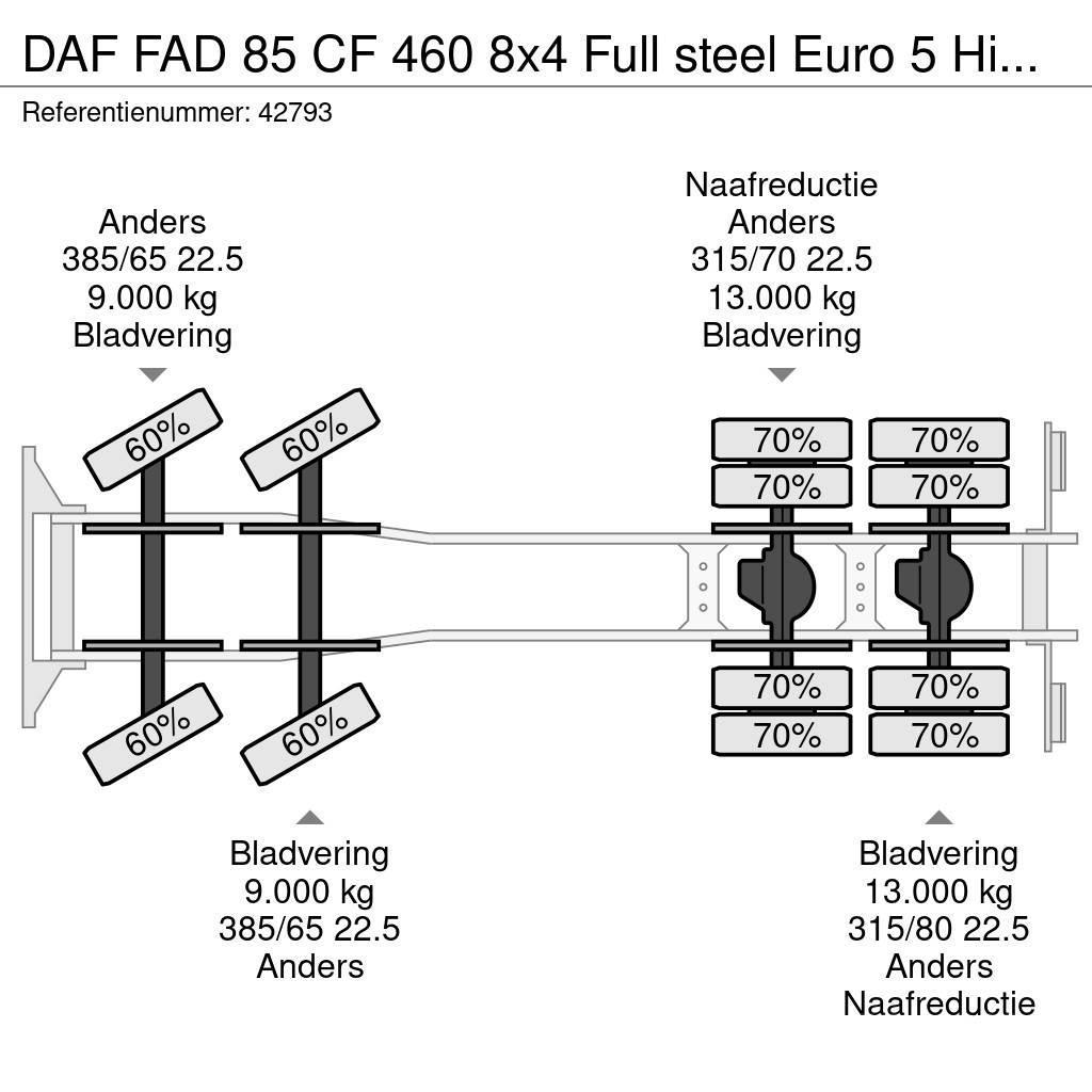 DAF FAD 85 CF 460 8x4 Full steel Euro 5 Hiab 20 Tonmet Vrachtwagen met containersysteem