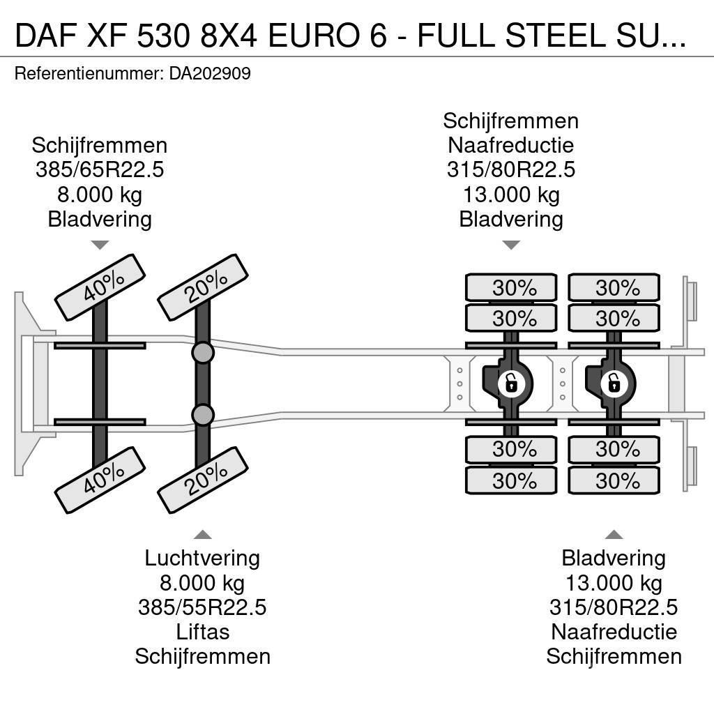 DAF XF 530 8X4 EURO 6 - FULL STEEL SUSP. - MANUAL GEAR Chassis Cab trucks
