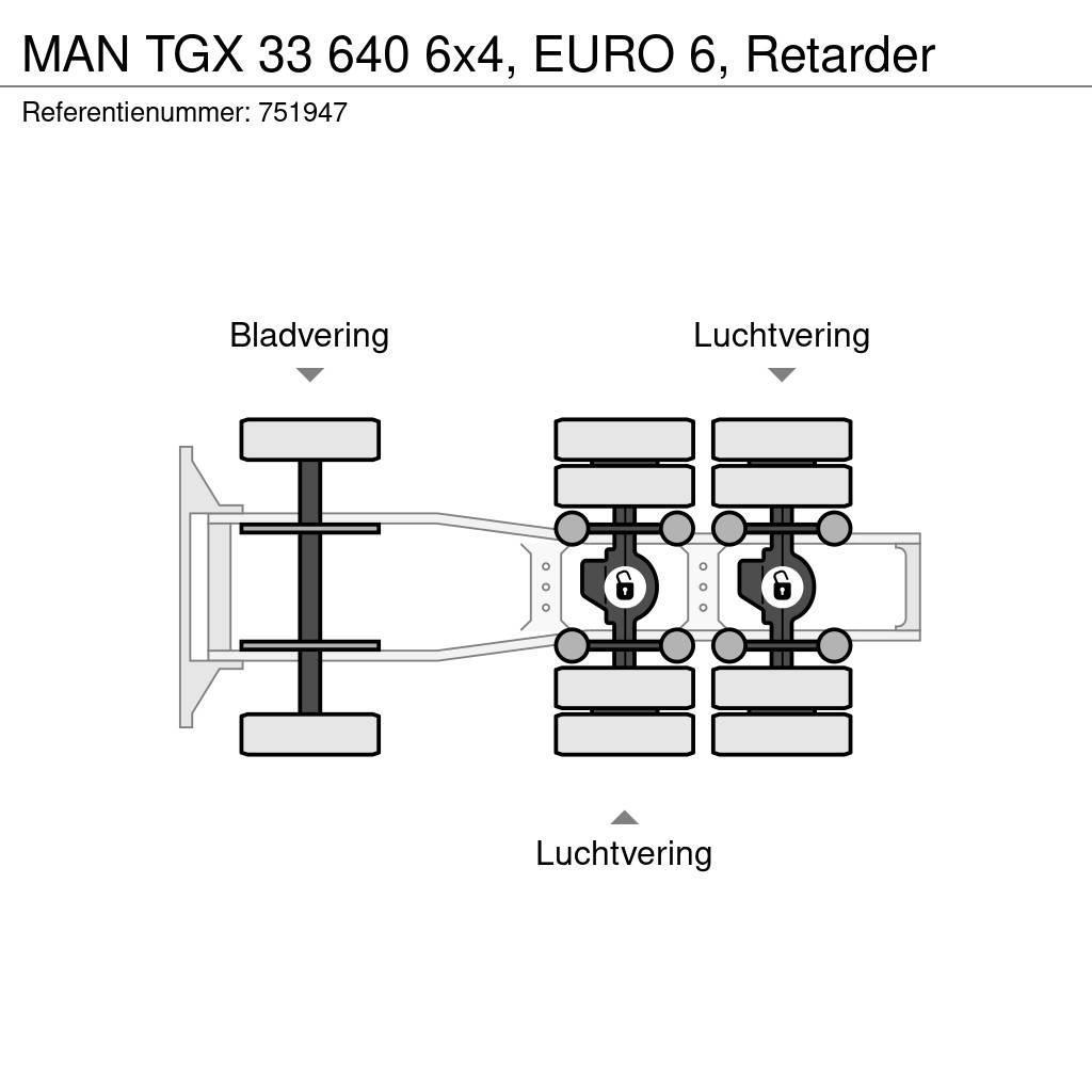 MAN TGX 33 640 6x4, EURO 6, Retarder Trekkers