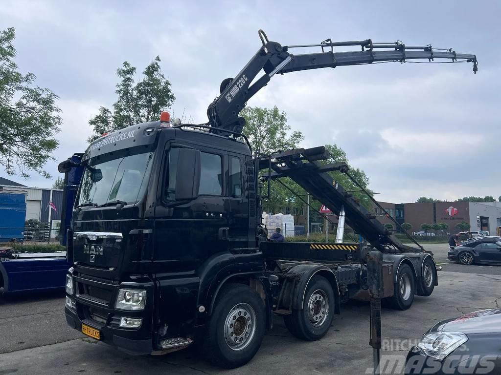 MAN TGS 35.440 8X2-4 + HIAB 220C-5 REMOTE + CABLE LIFT Vrachtwagen met containersysteem