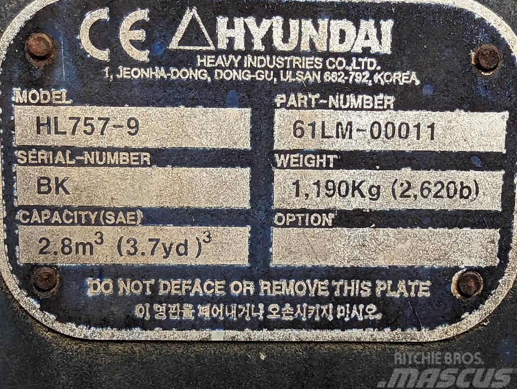 Hyundai WLoader Bucket HL 757-9 Overige componenten