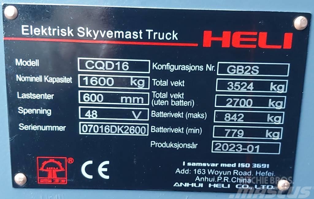 Heli 1,6 tonns skyvemast - 5,4 m LH (PÅ LAGER) Reachtruck voor hoog niveau