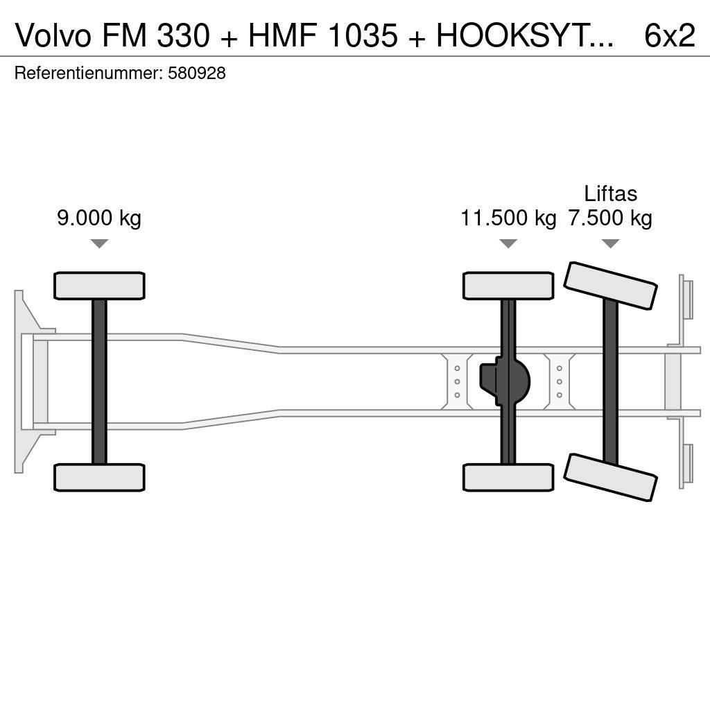Volvo FM 330 + HMF 1035 + HOOKSYTEM HYVA + EURO 5 + 6X2 Kranen voor alle terreinen