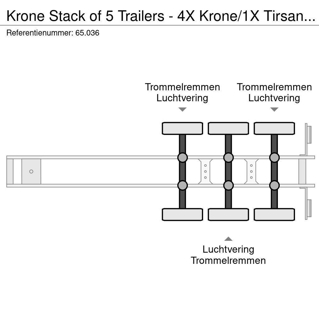 Krone Stack of 5 Trailers - 4X Krone/1X Tirsan ( STANDAR Schuifzeilen