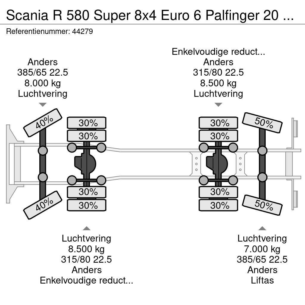 Scania R 580 Super 8x4 Euro 6 Palfinger 20 Ton haakarmsys Vrachtwagen met containersysteem