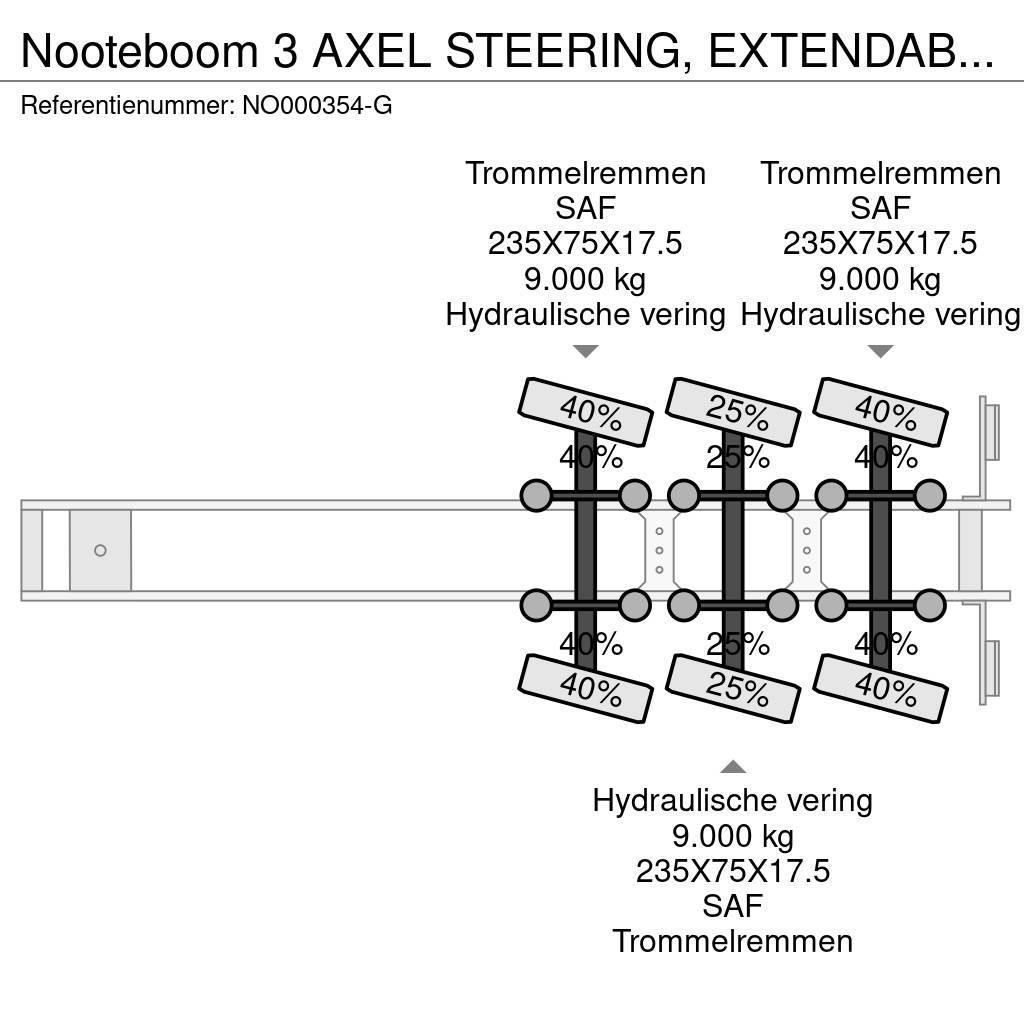 Nooteboom 3 AXEL STEERING, EXTENDABLE 4,75 M, Diepladers