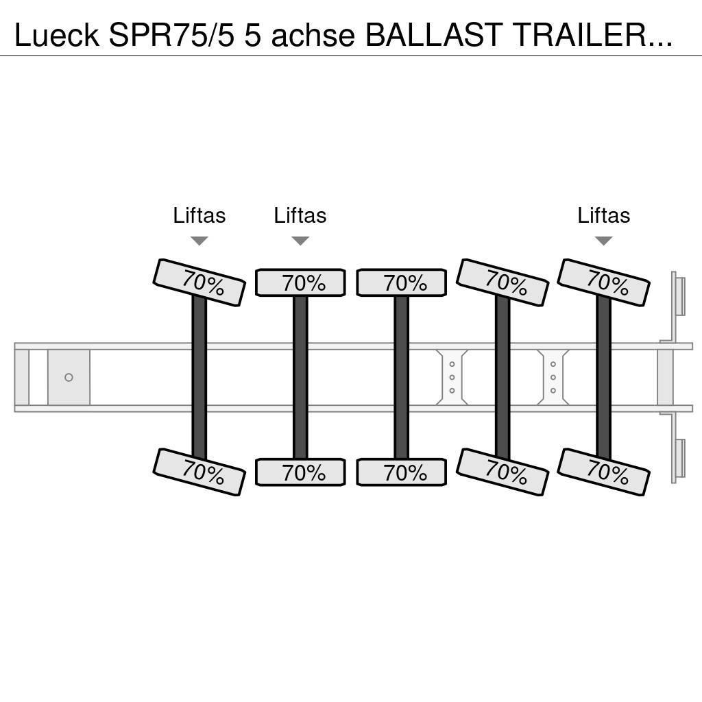Lueck SPR75/5  5 achse BALLAST TRAILER 3x STEERAXLE!! Vlakke laadvloeren