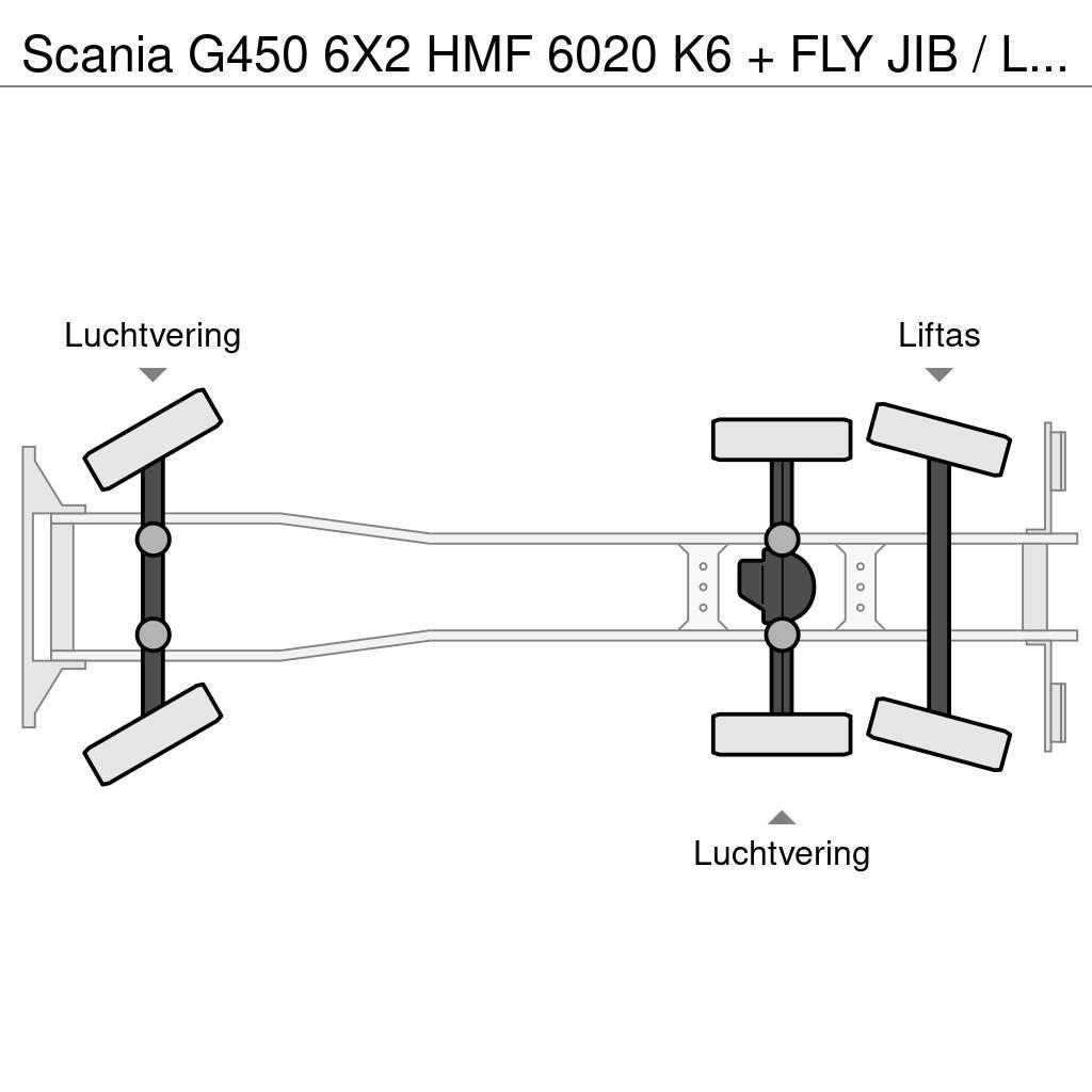 Scania G450 6X2 HMF 6020 K6 + FLY JIB / LIER / WINCH / 60 Kranen voor alle terreinen