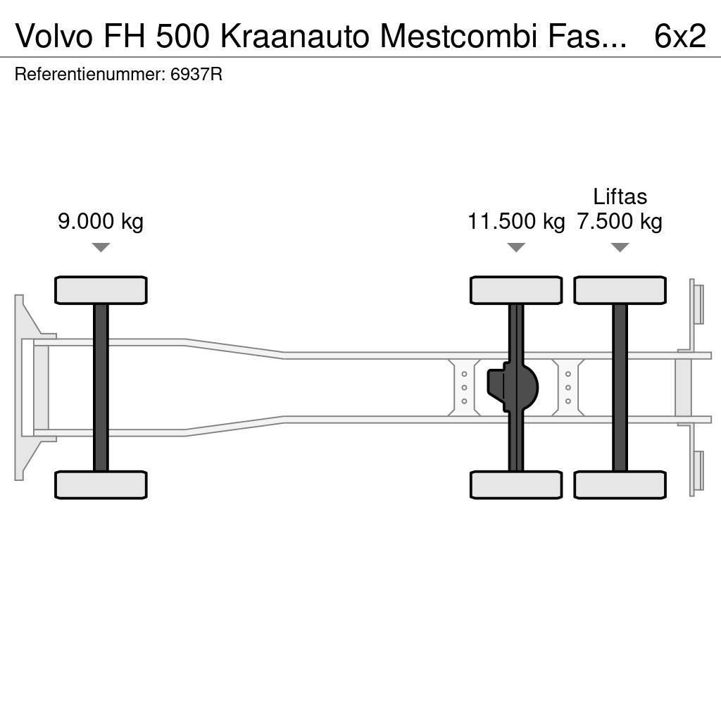 Volvo FH 500 Kraanauto Mestcombi Fassi Crane+Aanhanger 2 Flatbed / Dropside trucks