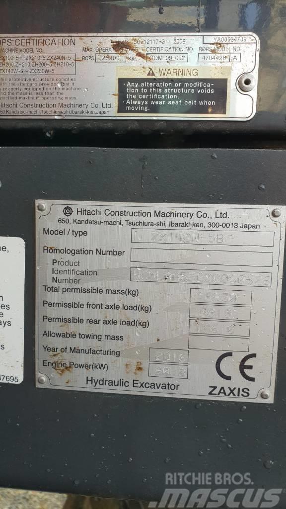Hitachi ZX140W Wielgraafmachines