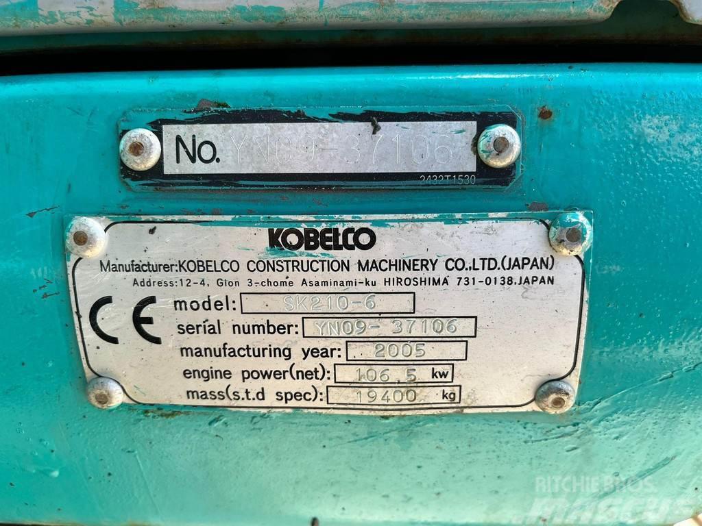 Kobelco SK 210-6 LOW HOURS ! / ROTOTILT / 2 BUCKETS / AC Rupsgraafmachines