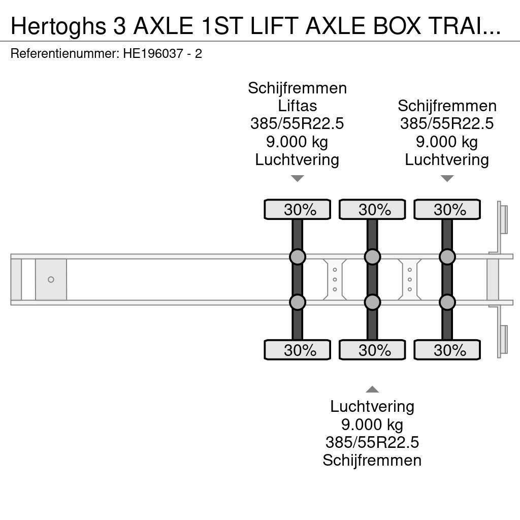  Hertoghs 3 AXLE 1ST LIFT AXLE BOX TRAILER Gesloten opleggers