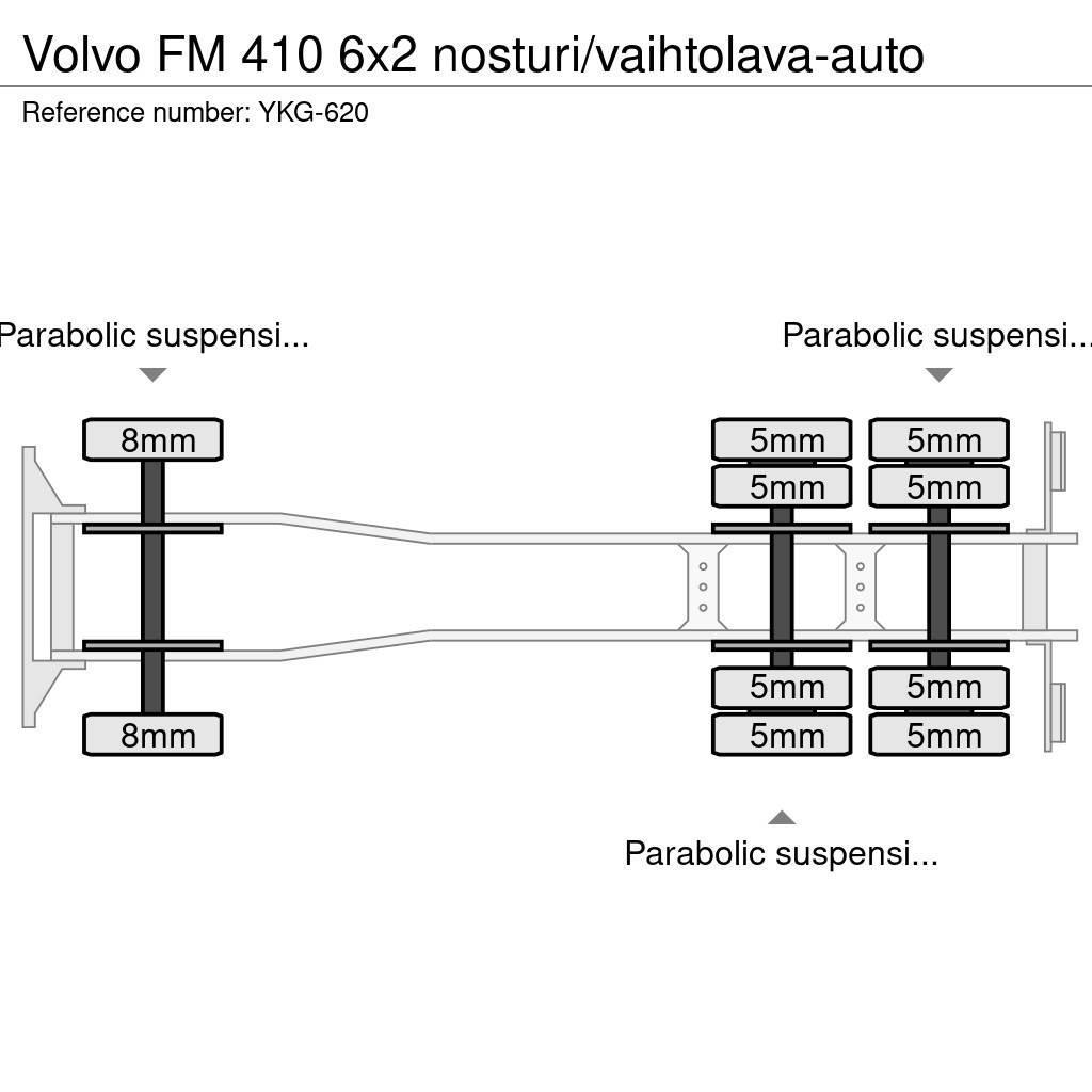 Volvo FM 410 6x2 nosturi/vaihtolava-auto Hook lift trucks