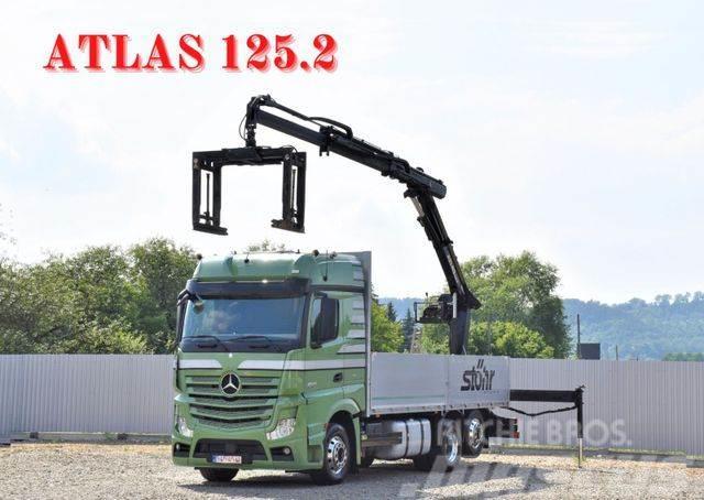 Mercedes-Benz Actros 2545 Pritsche 6,60m + ATLAS 125.2 Vlakke laadvloer met kraan