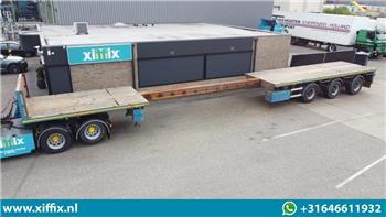 Floor 3-axle flat extendable trailer, 2x hydr. steering
