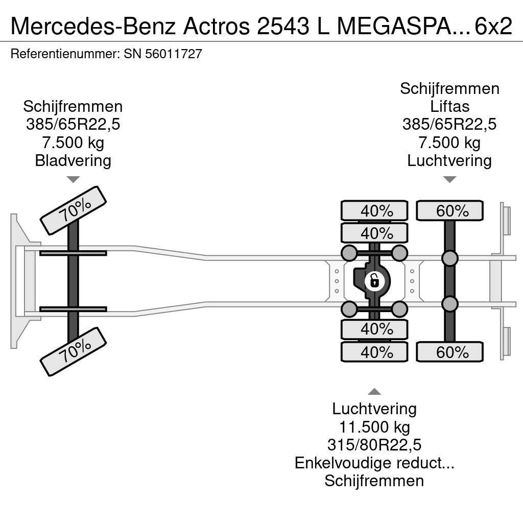 Mercedes-Benz Actros 2543 L MEGASPACE 6x2 MEILLER HOOK-ARM SYSTE Vrachtwagen met containersysteem