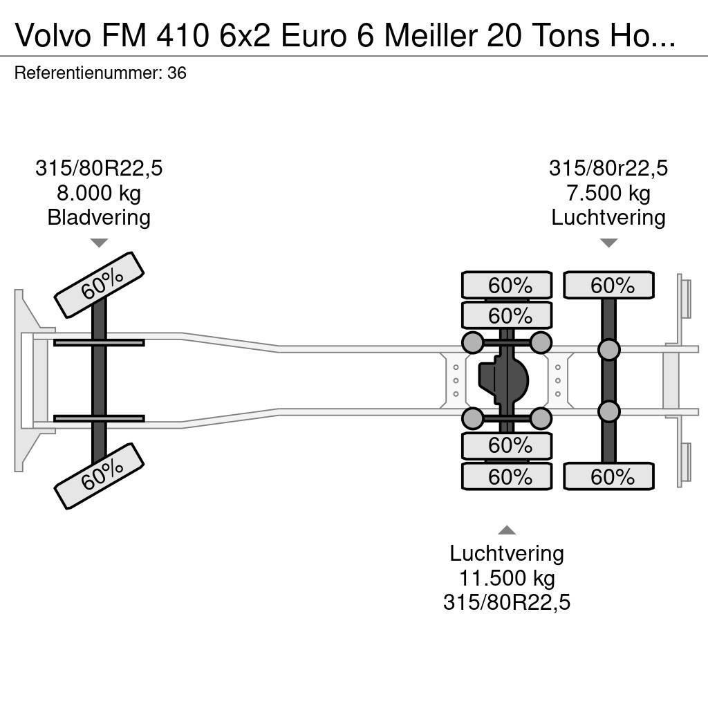 Volvo FM 410 6x2 Euro 6 Meiller 20 Tons Hooklift German Vrachtwagen met containersysteem