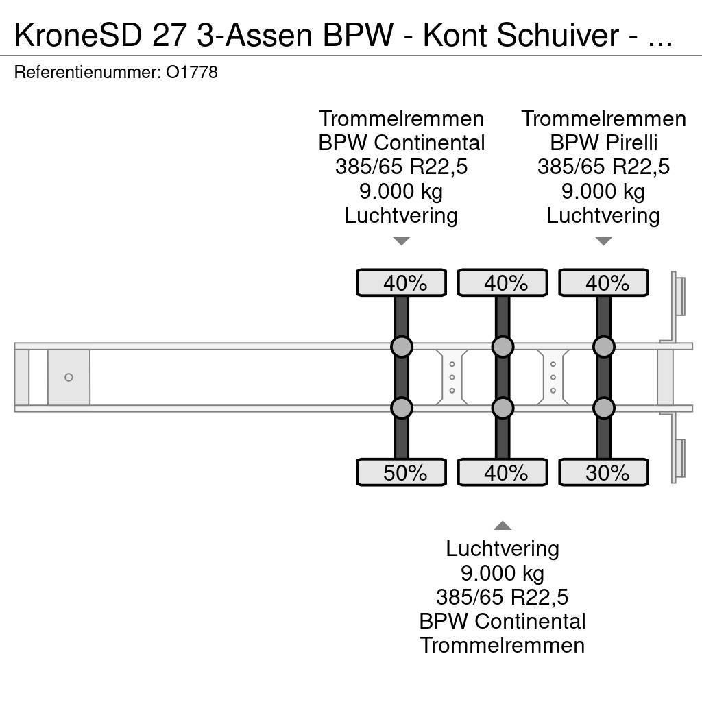 Krone SD 27 3-Assen BPW - Kont Schuiver - DrumBrakes - 5 Containerchassis