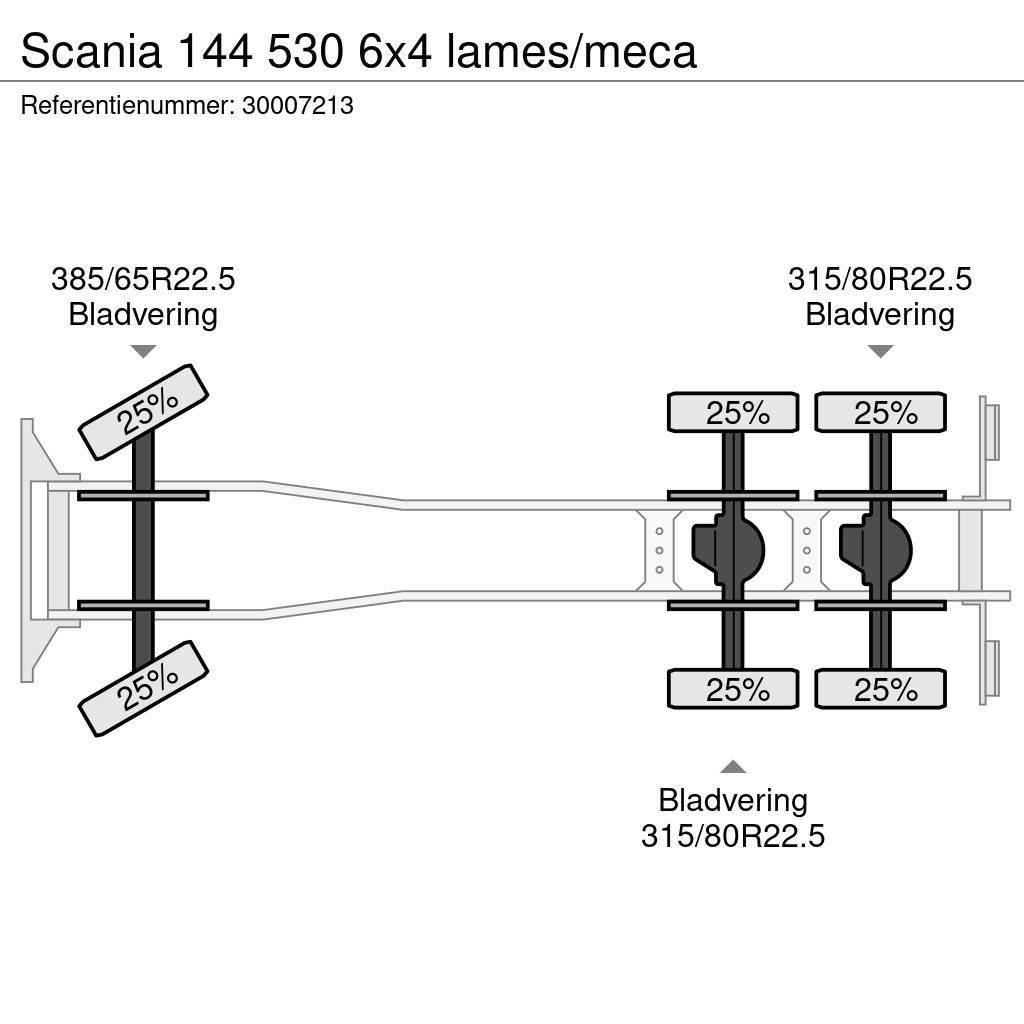 Scania 144 530 6x4 lames/meca Platte bakwagens