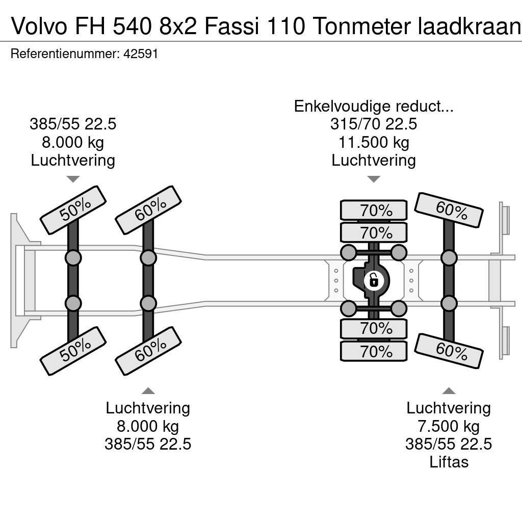 Volvo FH 540 8x2 Fassi 110 Tonmeter laadkraan Kranen voor alle terreinen