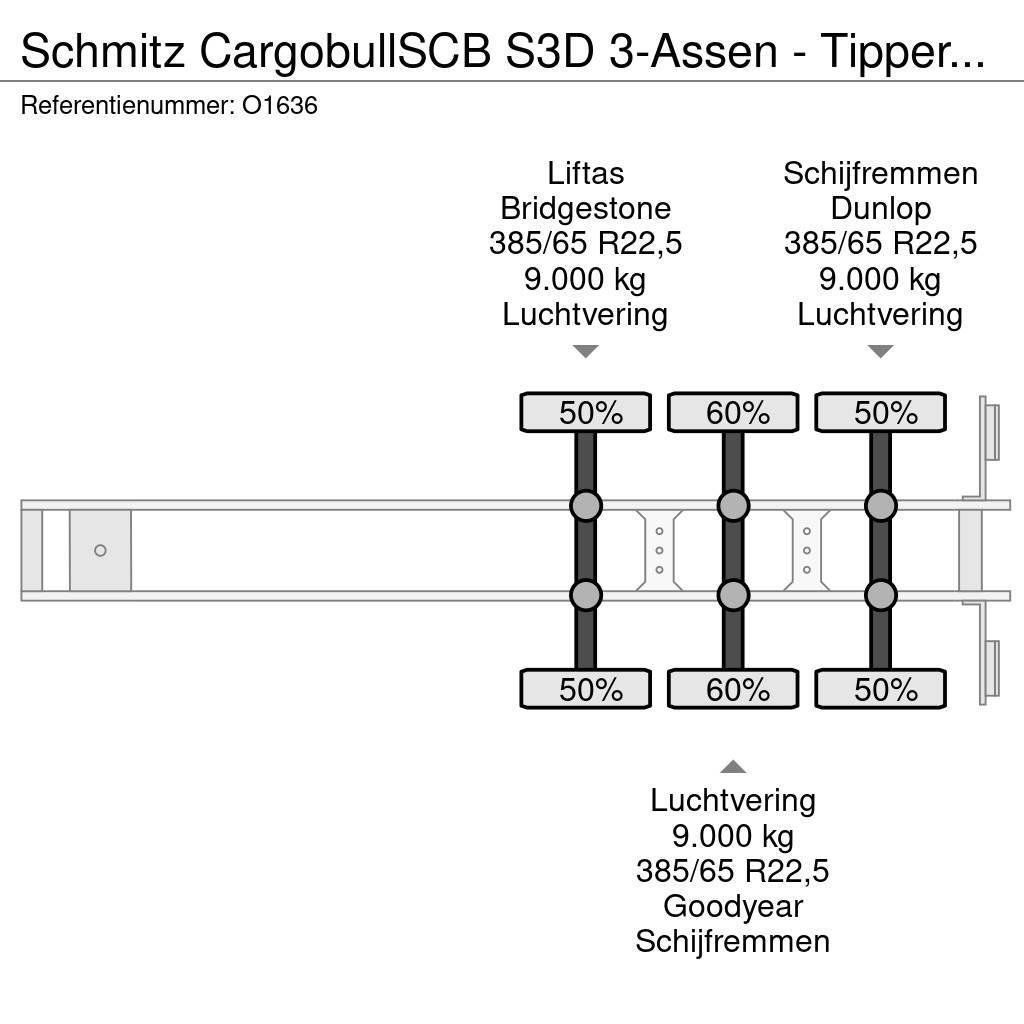 Schmitz Cargobull SCB S3D 3-Assen - Tipper 46m³ - Steel/Steel - Lift Kippers