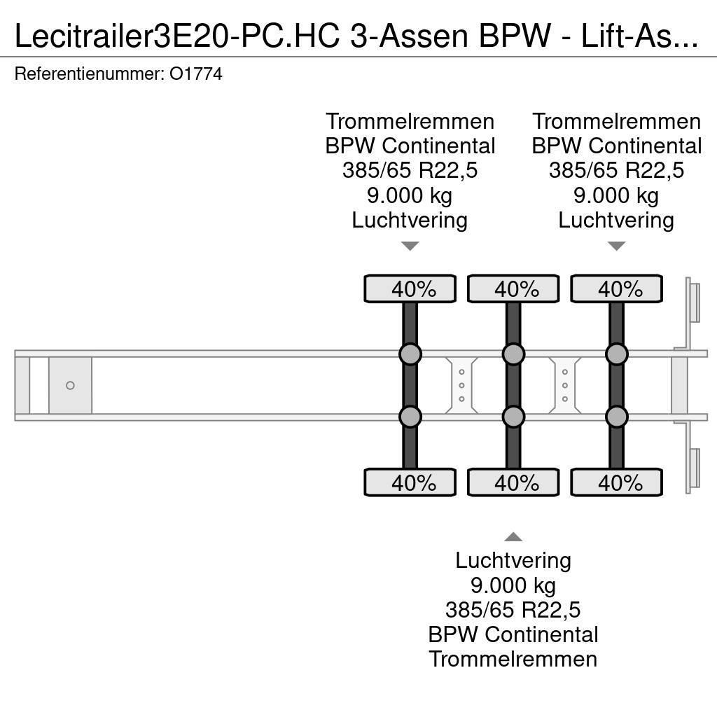 Lecitrailer 3E20-PC.HC 3-Assen BPW - Lift-As - 4800kg - 1x 20F Containerchassis