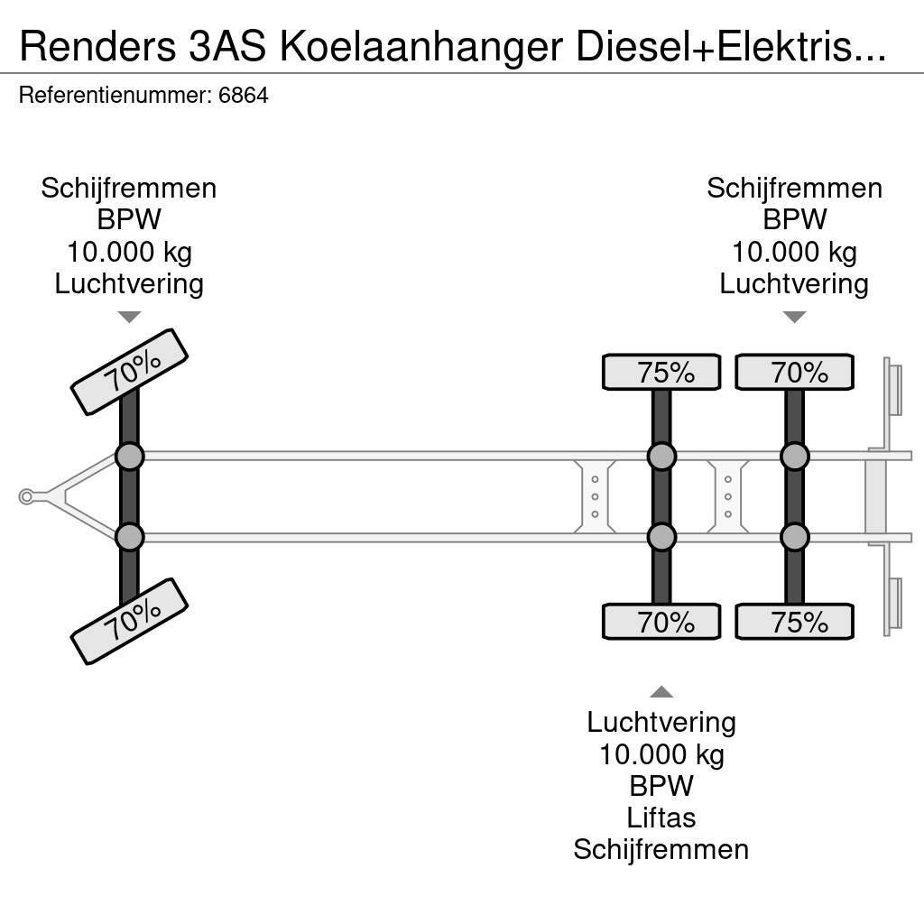 Renders 3AS Koelaanhanger Diesel+Elektrisch 10T assen Koel-vries trailer