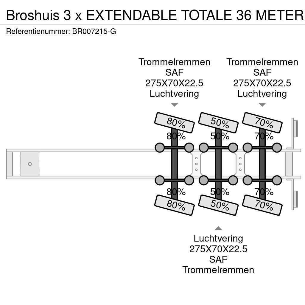 Broshuis 3 x EXTENDABLE TOTALE 36 METER Vlakke laadvloeren