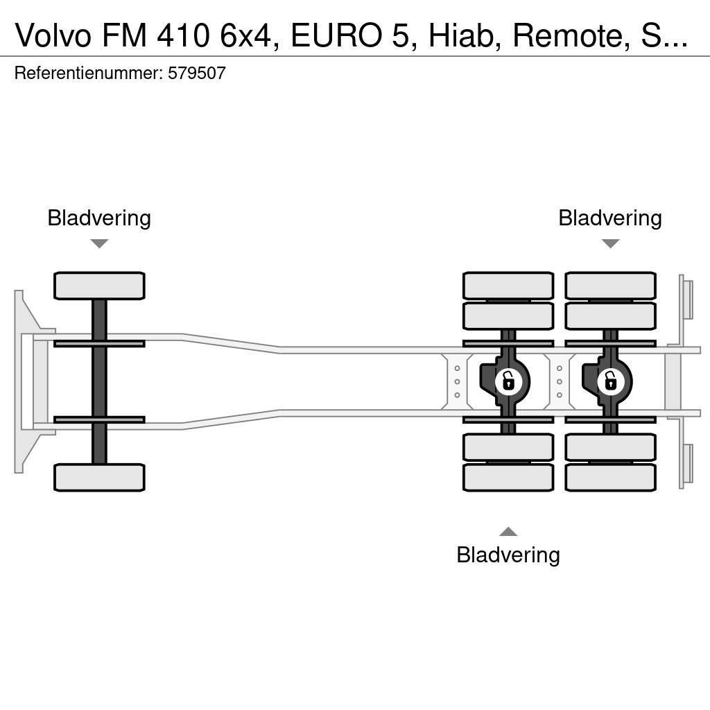 Volvo FM 410 6x4, EURO 5, Hiab, Remote, Steel suspension Platte bakwagens