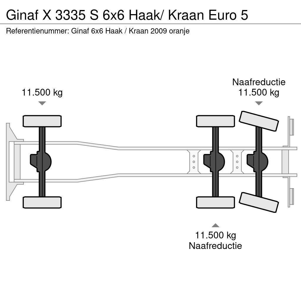 Ginaf X 3335 S 6x6 Haak/ Kraan Euro 5 Vrachtwagen met containersysteem
