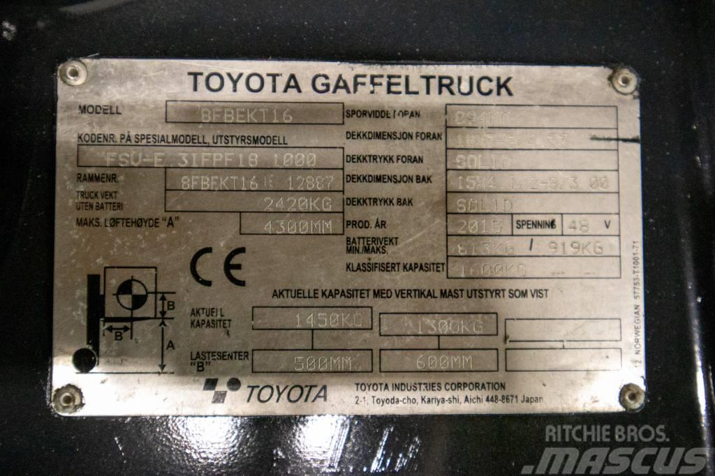 Toyota 8FBEKT16, välutrustad motviktstruck m nytt batteri Elektrische heftrucks