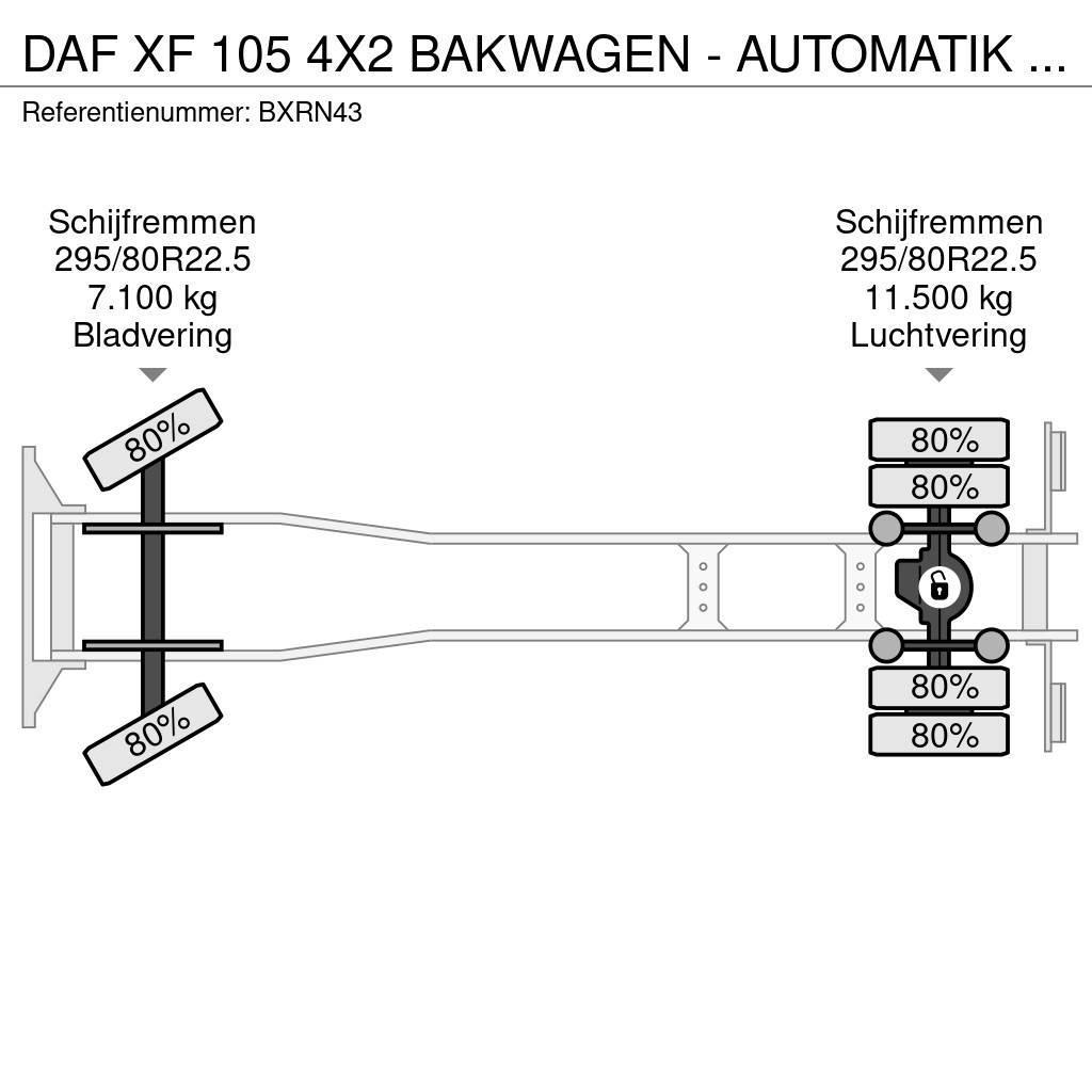 DAF XF 105 4X2 BAKWAGEN - AUTOMATIK - LESAUTO - LOW MI Bakwagens met gesloten opbouw