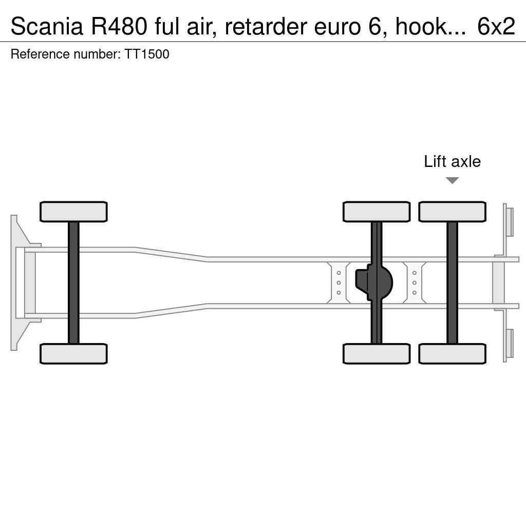 Scania R480 ful air, retarder euro 6, hooklift Vrachtwagen met containersysteem