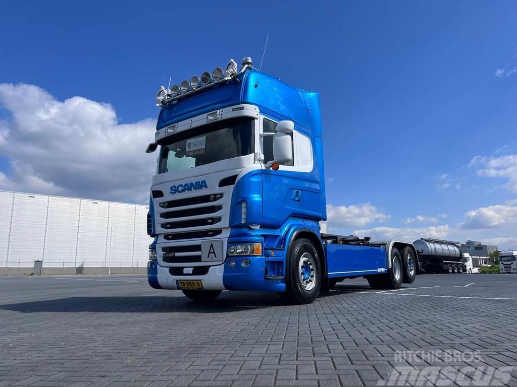 Scania R480 ful air, retarder euro 6, hooklift Vrachtwagen met containersysteem