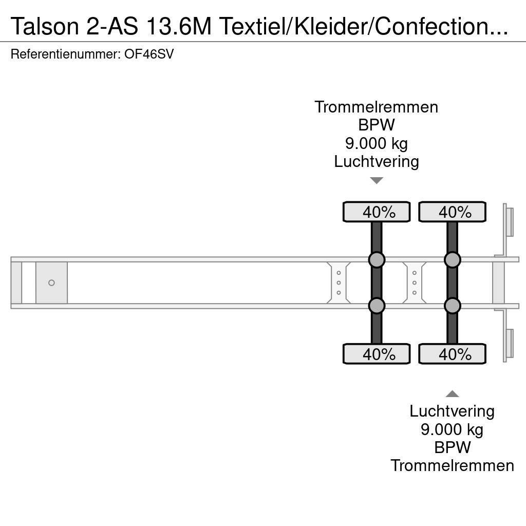 Talson 2-AS 13.6M Textiel/Kleider/Confection ABS APK/TUV Gesloten opleggers