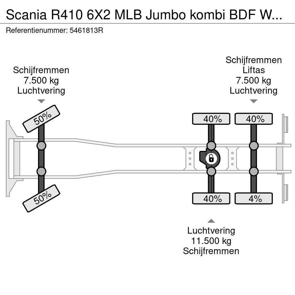 Scania R410 6X2 MLB Jumbo kombi BDF Wechsel Hubdach Retar Containertrucks met kabelsysteem