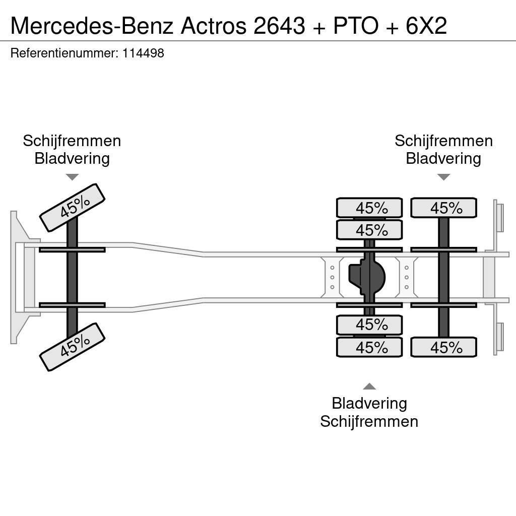 Mercedes-Benz Actros 2643 + PTO + 6X2 Platte bakwagens