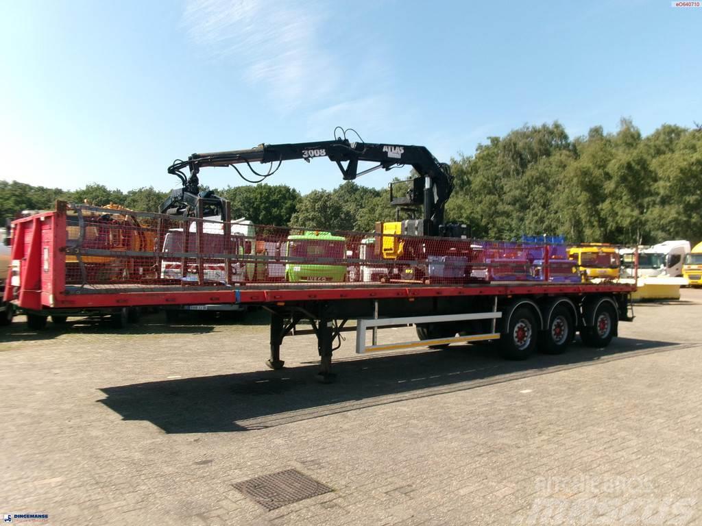Fruehauf 3-axle platform trailer + Atlas 3008 crane Platte bakwagens