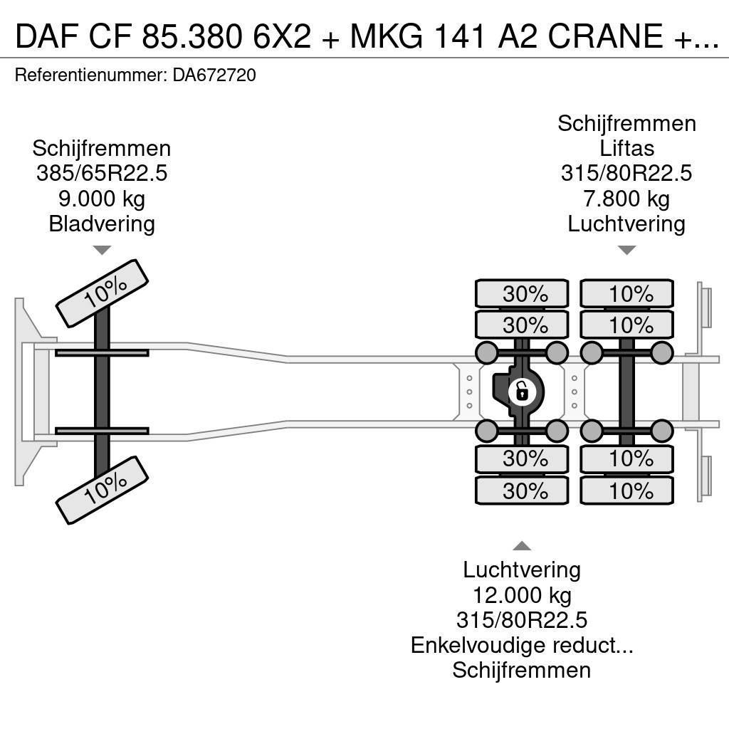 DAF CF 85.380 6X2 + MKG 141 A2 CRANE + 20 TON HOOKLIFT Vrachtwagen met containersysteem