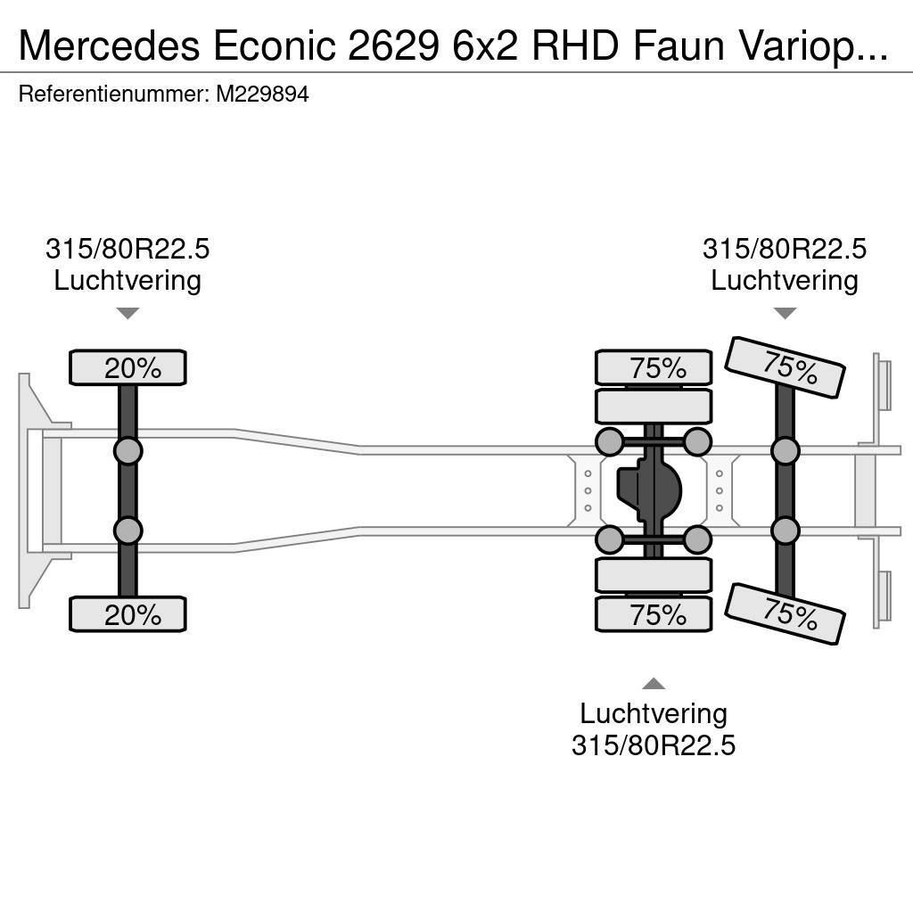 Mercedes-Benz Econic 2629 6x2 RHD Faun Variopress refuse truck Vuilniswagens