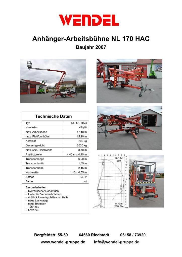 Niftylift NL 170 HAC Aanhanger hoogwerkers
