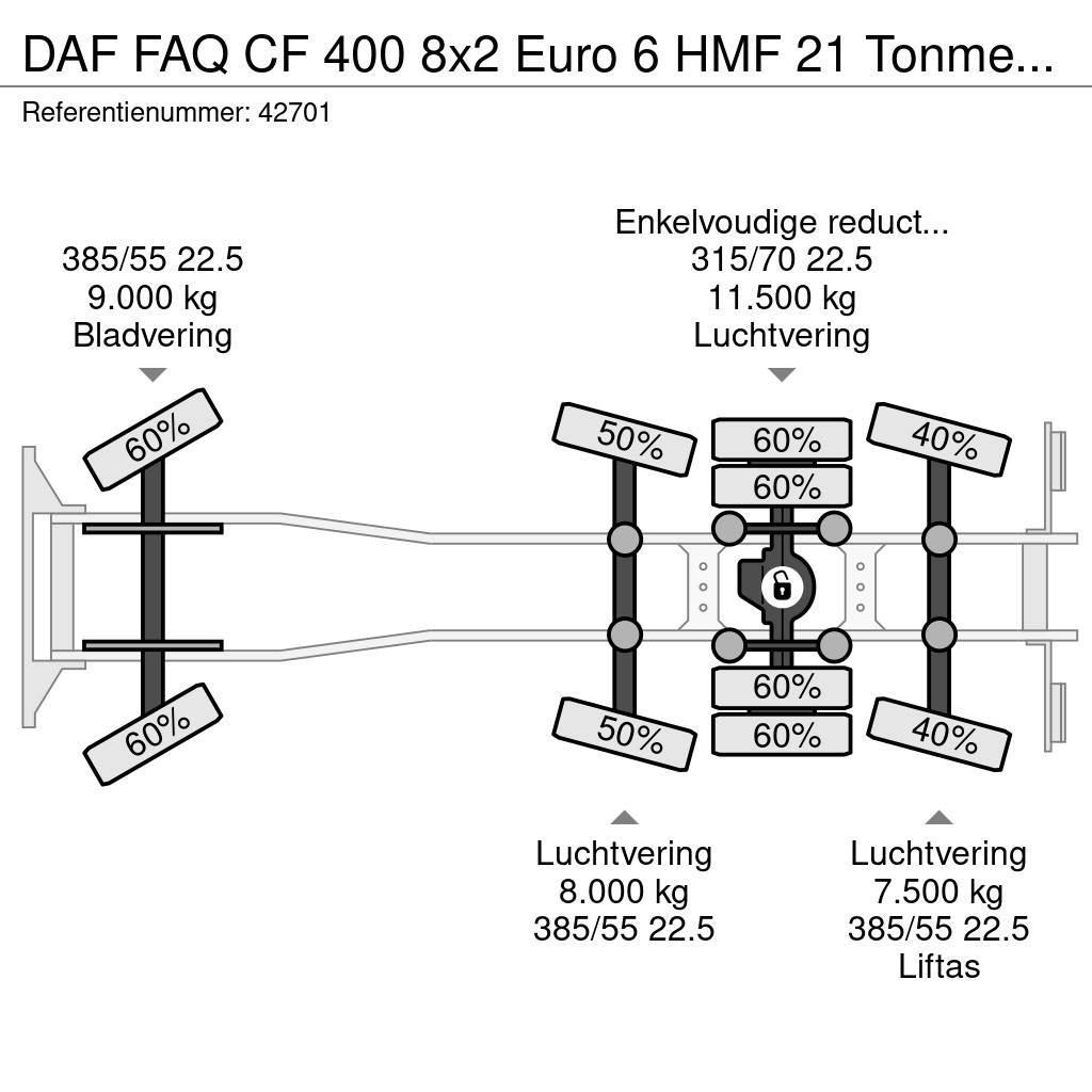 DAF FAQ CF 400 8x2 Euro 6 HMF 21 Tonmeter laadkraan Vrachtwagen met containersysteem