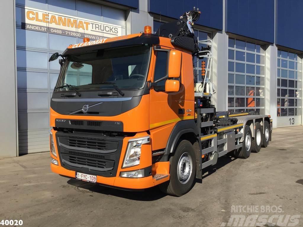 Volvo FM 420 8x2 HMF 28 ton/meter laadkraan Welvaarts we Vrachtwagen met containersysteem