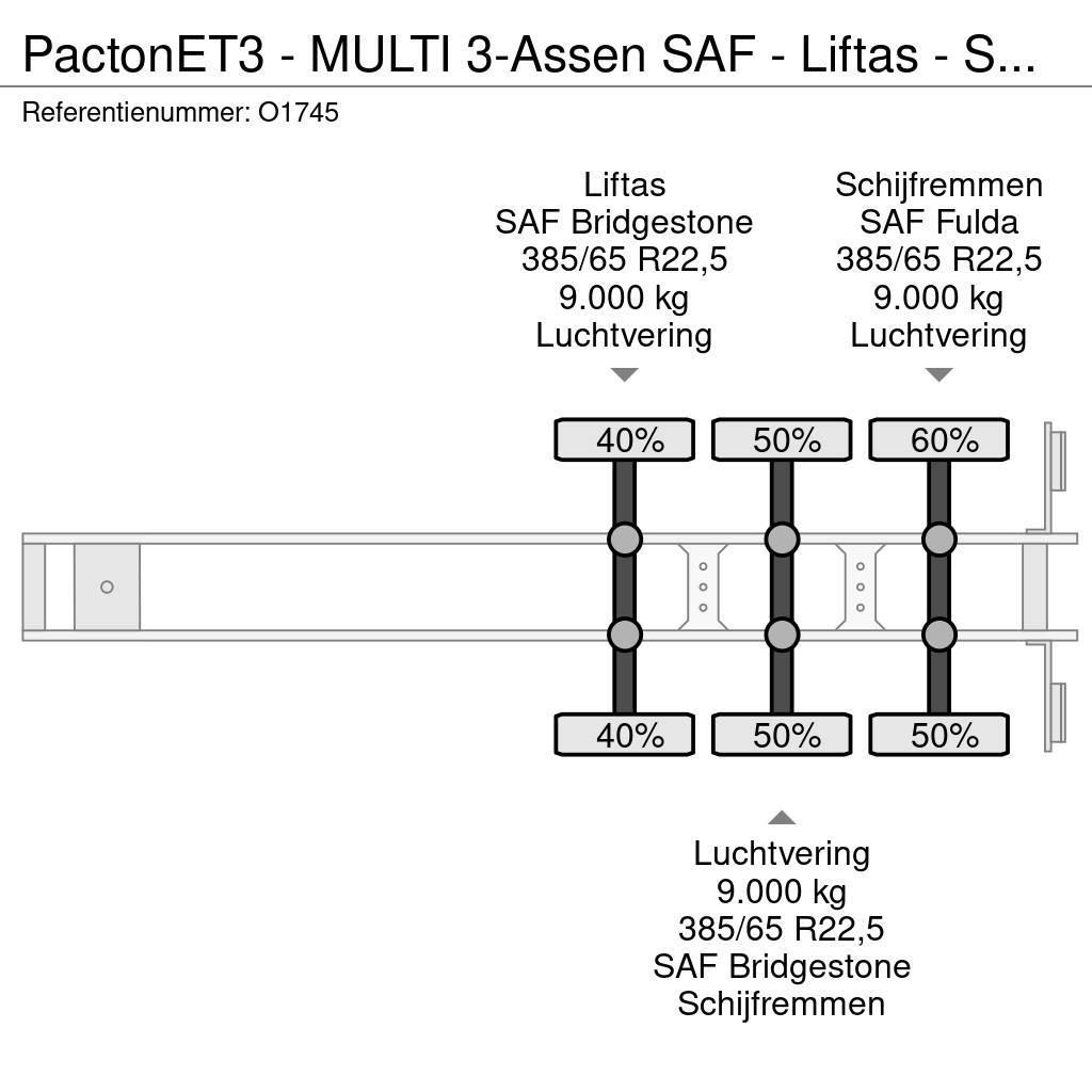 Pacton ET3 - MULTI 3-Assen SAF - Liftas - Schijfremmen - Containerchassis