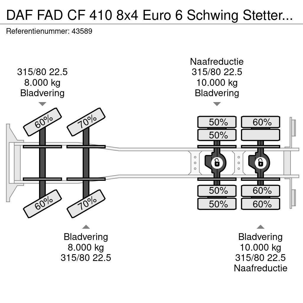 DAF FAD CF 410 8x4 Euro 6 Schwing Stetter 9m³ Just 162 Betonmixers en pompen