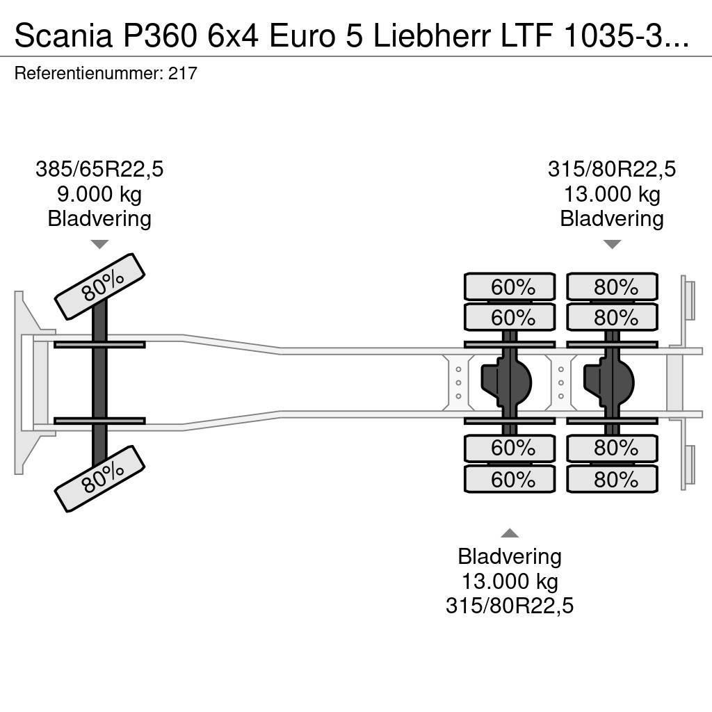 Scania P360 6x4 Euro 5 Liebherr LTF 1035-3.1 Radio Remote Kranen voor alle terreinen