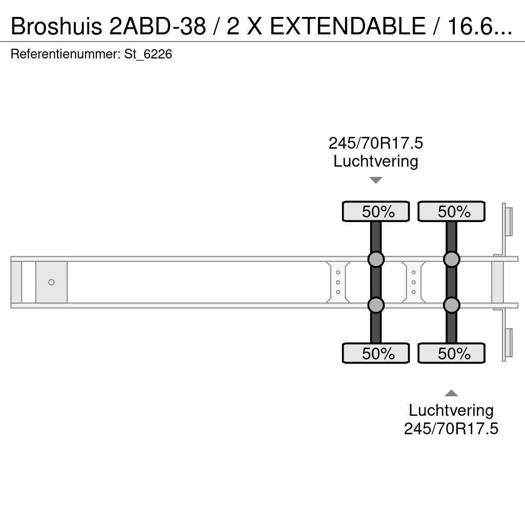 Broshuis 2ABD-38 / 2 X EXTENDABLE / 16.62 mtr BED / Diepladers