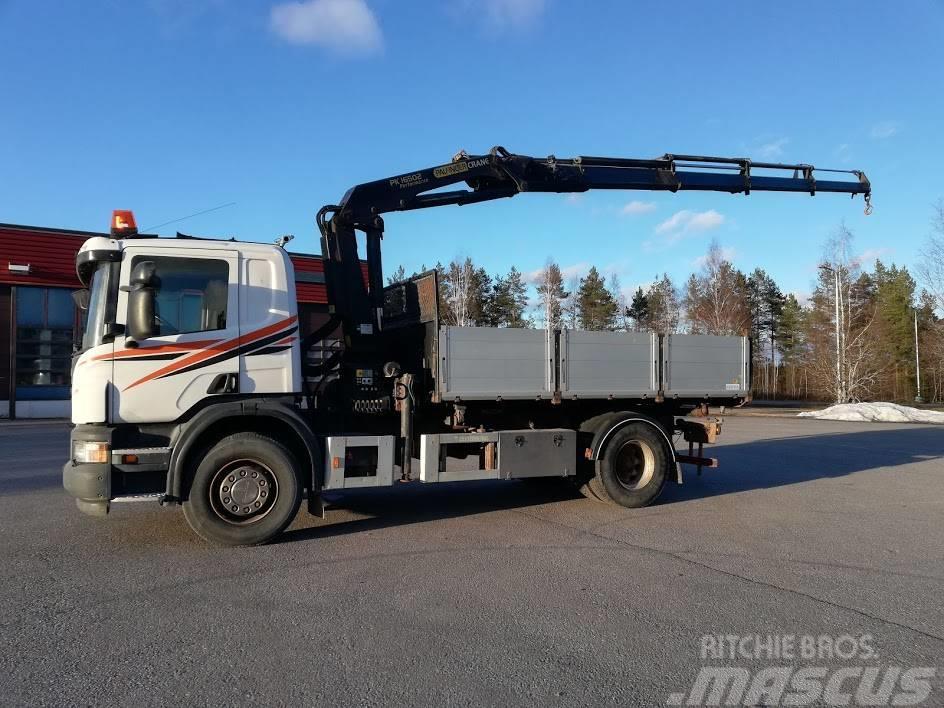 Scania P340 Palfinger PK16502-4+kippi aj.236 tkm Vlakke laadvloer met kraan