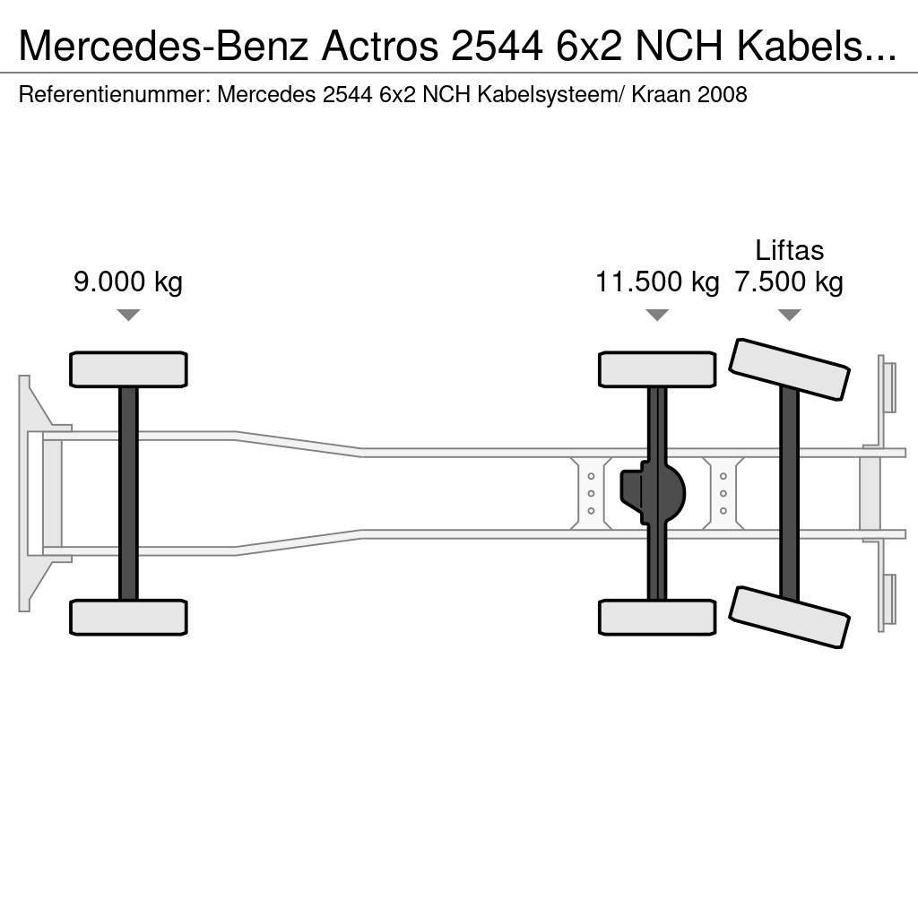 Mercedes-Benz Actros 2544 6x2 NCH Kabelsysteem/ Kraan Vrachtwagen met containersysteem